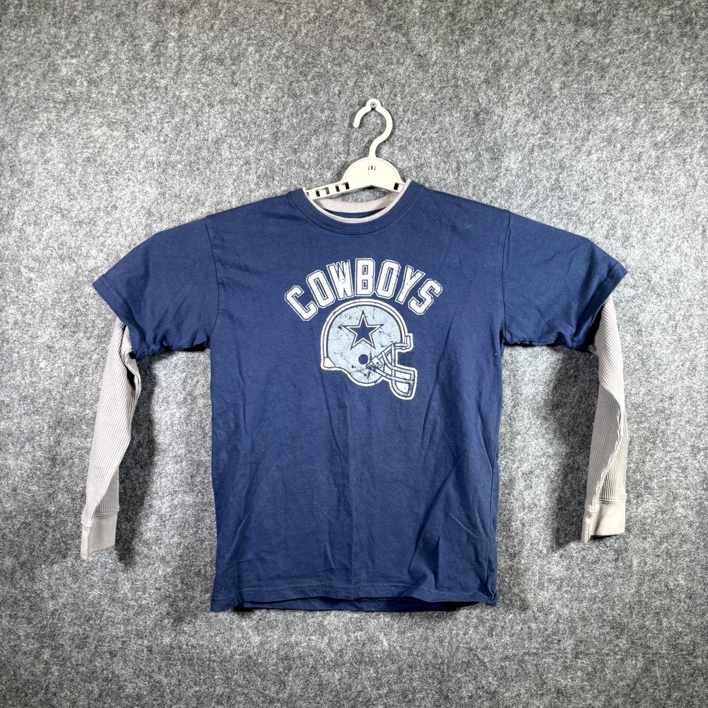 NFL Dallas Cowboys T-Shirt Mens XL Blue Cotton Pullover Crew Neck Long Sleeve